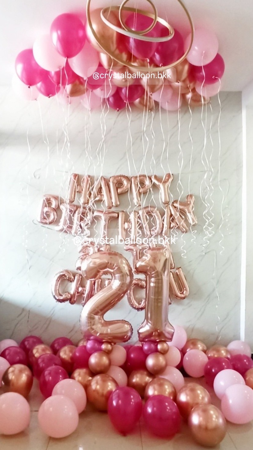 ลูกโป่ง วันเกิด Set Condo ลูกโป่งลอยฝ้า 30 ลูก พร้อม ฟอยล์ตัวอักษร Happy Birthday ขนาด 16" 1 ชิ้น , ลูกโป่งโปรยพื้น 34 ลูก , ฟอยล์ตัวอักษร ขนาด 16" 10 ตัวอักษร , ฟอยล์ตัวเลข ขนาด 40" ตั้งฐาน 2 ชิ้น พร้อมตกแต่ง สามารถเปลี่ยนสีลูกโป่ง/เปลี่ยน