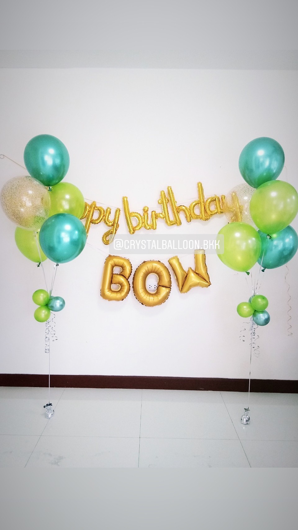 ลูกโป่ง วันเกิด ช่อลูกโป่ง ช่อ 5 ลูก 2 ช่อ Theme สีเขียว-สีทอง พร้อม ฟอยล์ตัวอักษร Happy Birthday,ฟอยล์ตัวอักษร 3 ตัวอักษร พร้อมตกเเต่ง สามารถเปลี่ยนสีลูกโป่ง/เปลี่ยนสี-ฟอยล์ตัวอักษรได้