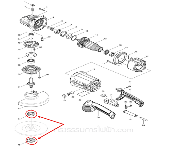 #EL08 ประกับใบ, ล็อคใบ หินเจียร 5นิ้ว, 7นิ้ว Maktec MT900, MT901, MT902, MT903, MT904 รูใน 14 mm. (ขายเป็นคู่ บน-ล่าง)