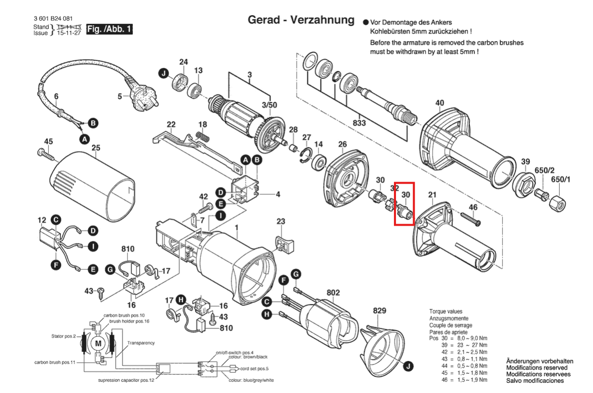 ข้อต่อ เครื่องเจียระไนราบ Bosch บอช GGS3000L [#30] P/N.1619P09263(แท้) ## (*)