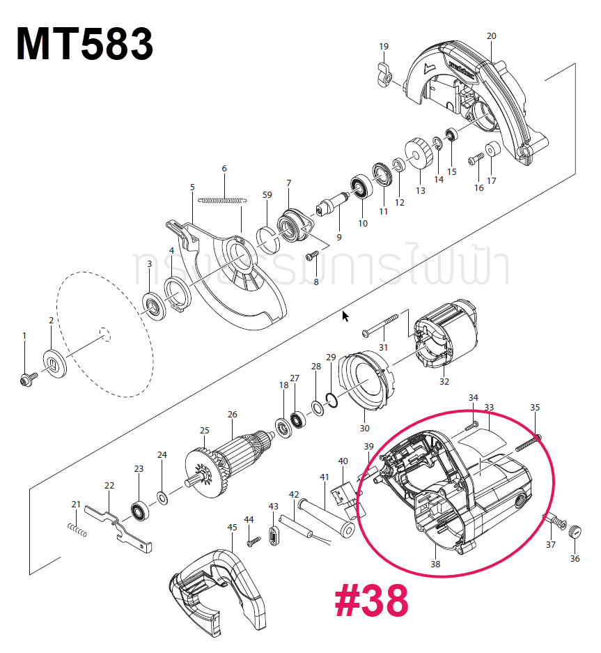 เสื้อฟิลคอยล์ เลื่อยวงเดือน Maktec MT583 [#38] Pn.141717-7 (แท้) ##