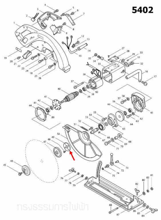 ฝาปิดลูกปืน เลื่อยวงเดือน Makita มากีต้า 5402 [#49] Pn.285822-1 (แท้) ##