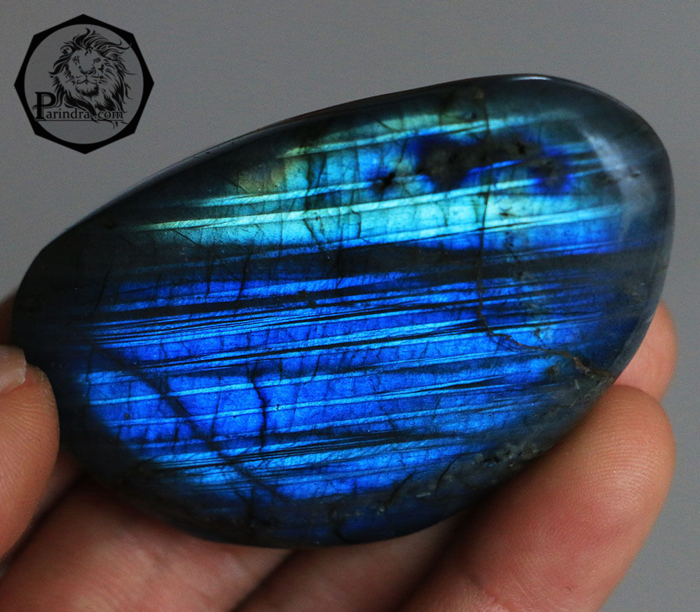 หิน ลาบราดอไลท์ (Labradorite) แบบขัด สวยคัดพิเศษ ประกายสีฟ้าน้ำทะเล #LA102