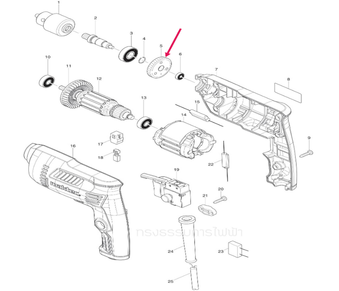 เฟือง สว่าน Maktec, Makita MT60 , M0600 [#5] Pn.227742-3 (แท้) ## (*)