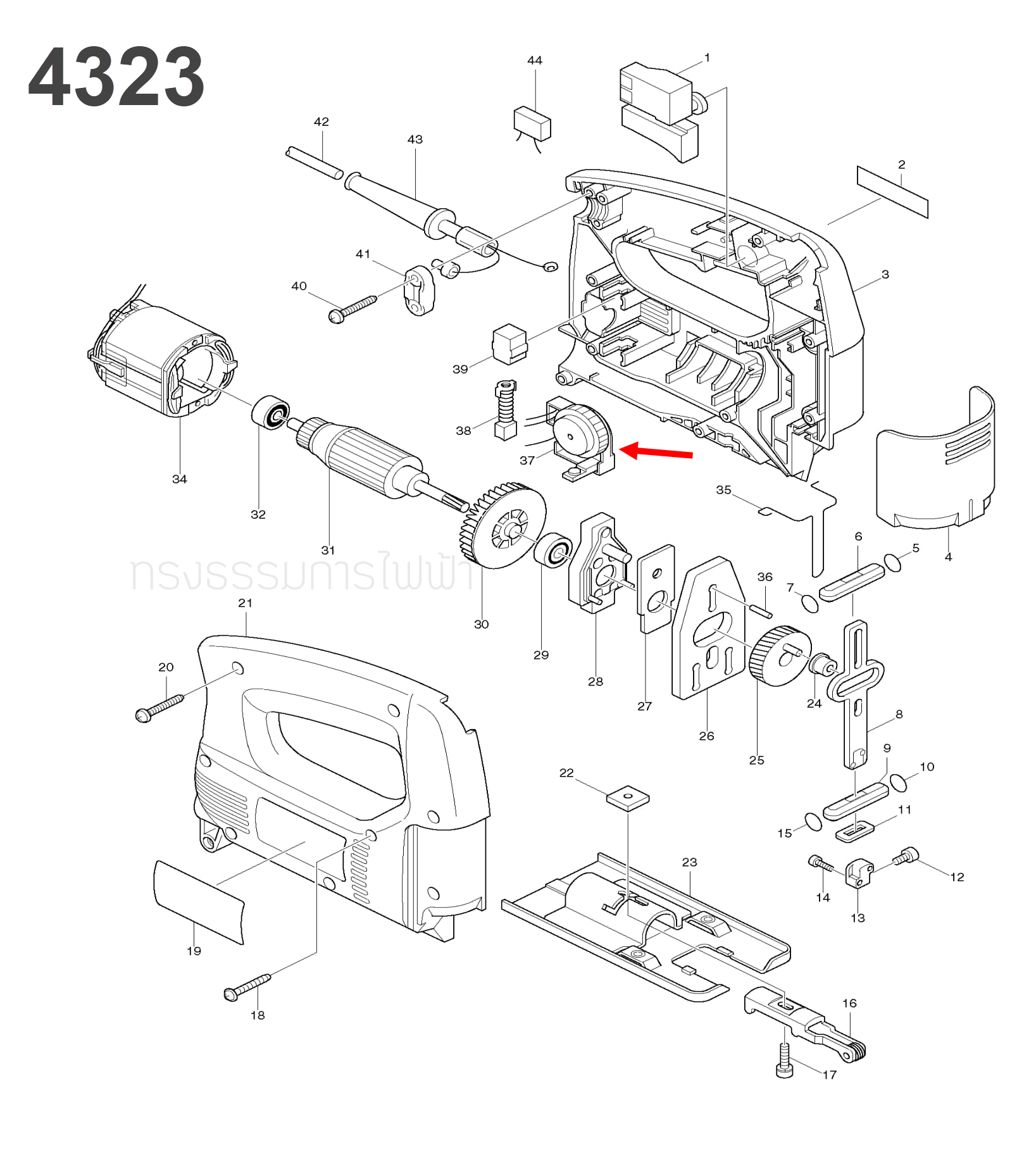 ตัวปรับรอบ จิ๊กซอว์ Makita มากีต้า 4323 [#37], 4324 [#15] Pn.631265-9 (แท้) ##
