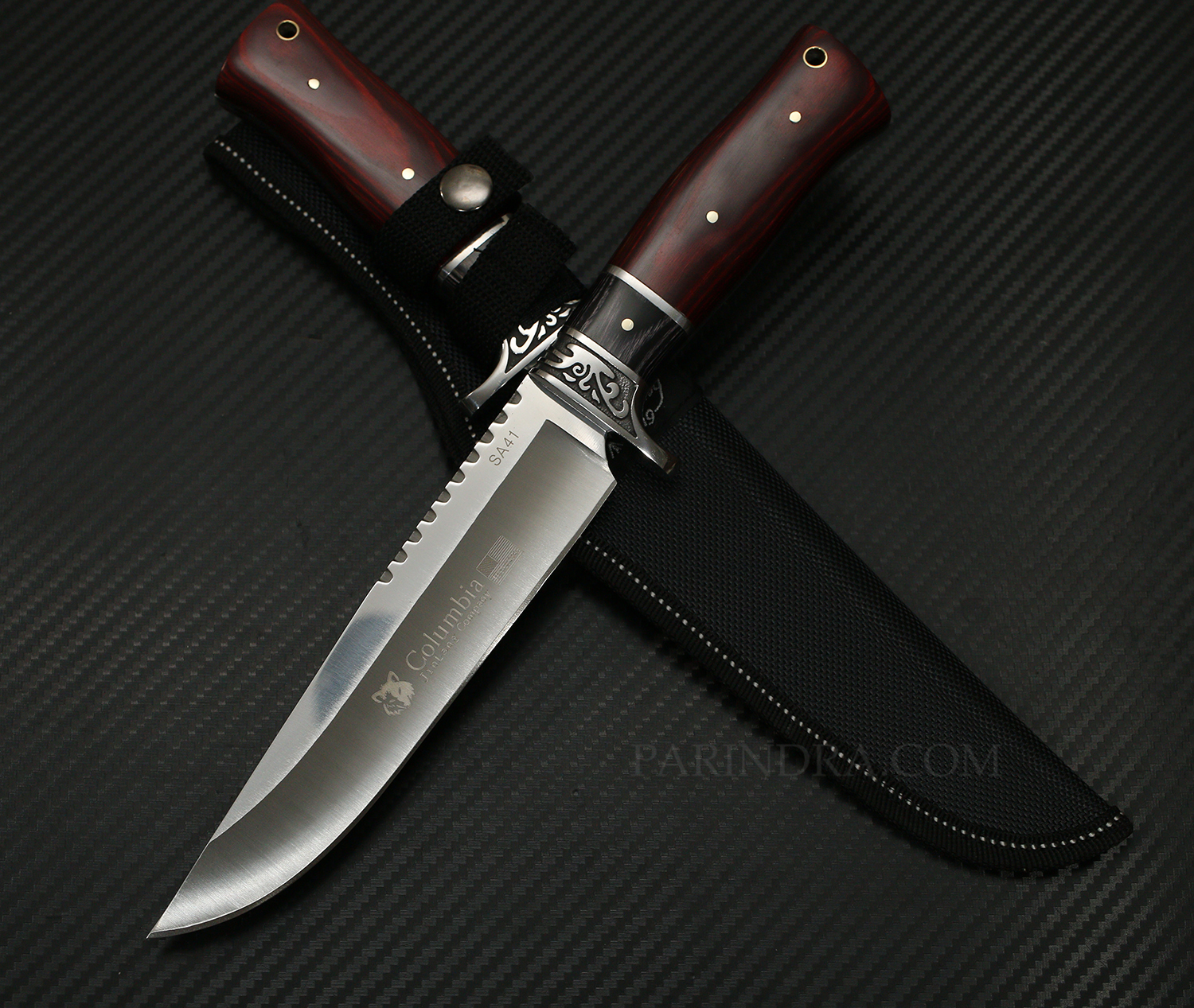 มีดเดินป่า COLUMBIA รุ่น SA41 ด้ามไม้สีน้ำตาลแดง ทรงใบมีดสวย
