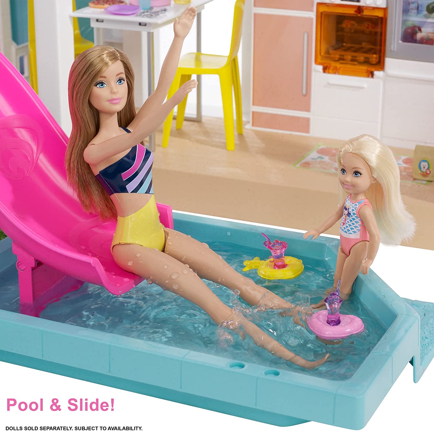 บาร์บี้ บ้าน พร้อมสระว่ายน้ำ สไลด์ ลิฟต์ และระบบแสงสีเสียง Barbie® New DreamHouse® Dollhouse with Pool, Slide, Elevator, Lights & Sounds