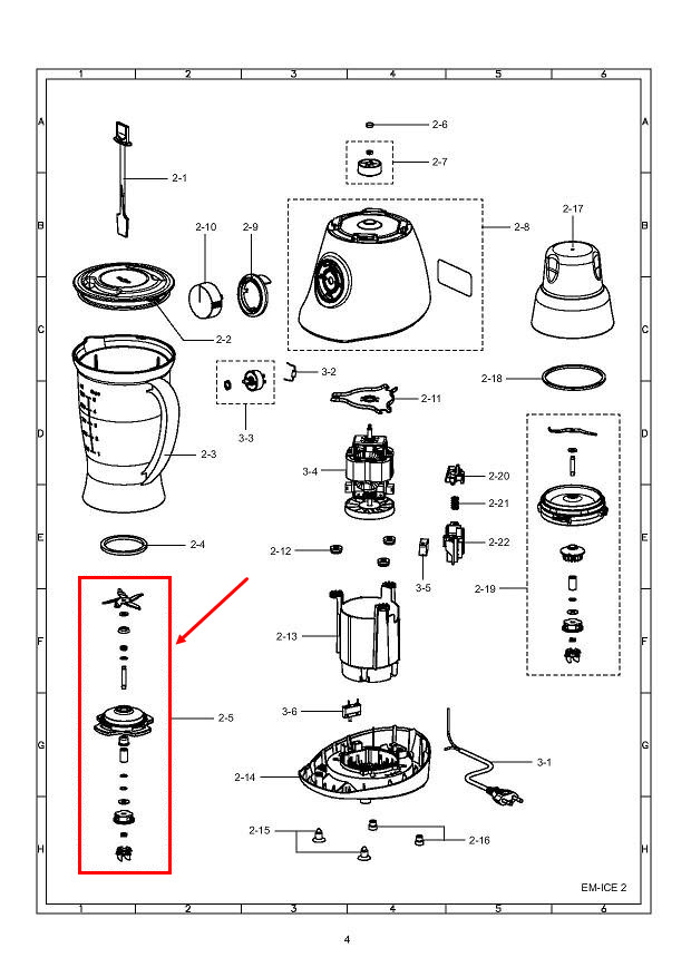ใบมีดเครื่องปั่น SHARP (ชาร์ป) รุ่น EM-ICE, EM-ICE2 Pn.9K2081ASY (แท้)