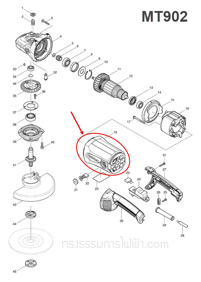 เสื้อฟิลคอยล์ หินเจียร 7นิ้ว Maktec MT902, MT903 Pn.140495-6 (แท้) ## (*)