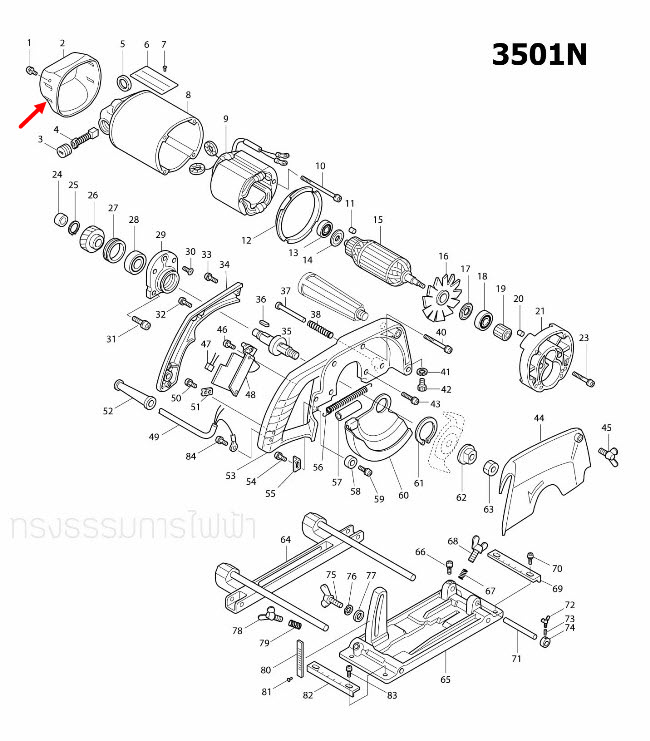 ฝาปิดท้ายทุ่น เครื่องเซาะร่อง มากีต้า Makita 3501N [#2] Pn.284034-3 (แท้)