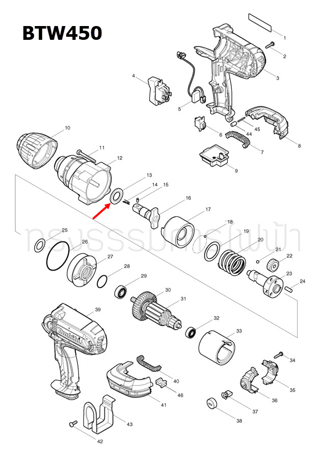 FLAT WASHER 19 บล็อคไฟฟ้า Makita มากีต้า TW0200 [#3], TW0350 [#3], BTW450 [#13] Pn.267268-3 (แท้) ##