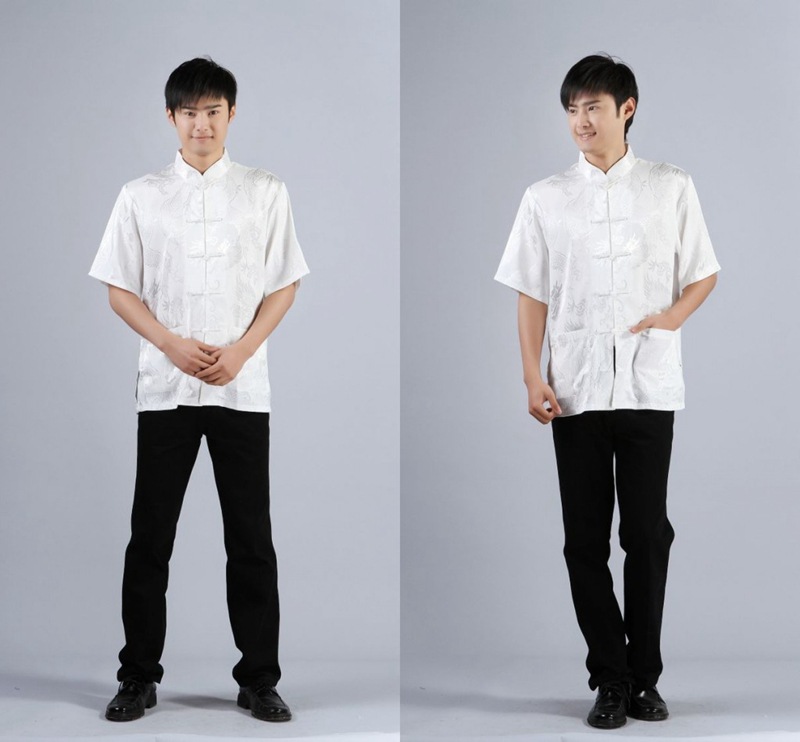 Pre-order ชุดจีน เสื้อจีนชาย แขนสั้น สีขาว