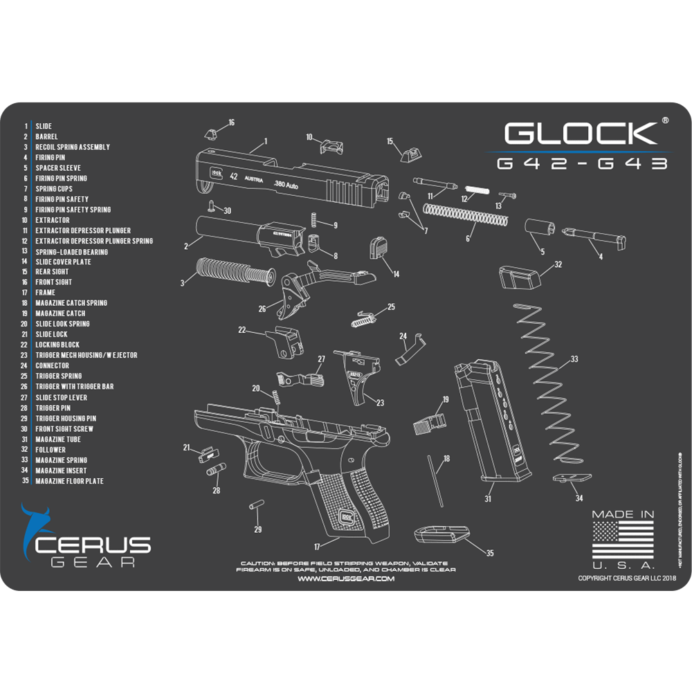 GLOCK® 42-43 SCHEMATIC Charcoal Gray PROMAT