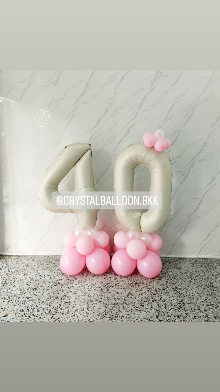 ลูกโป่ง วันเกิด ฟอยล์ตัวเลข ขนาด 40" ตั้งฐาน 2 ชิ้น พร้อมตกแต่ง สามารถเปลี่ยนสีลูกโป่ง/เปลี่ยนสี-ฟอยล์ตัวเลขได้