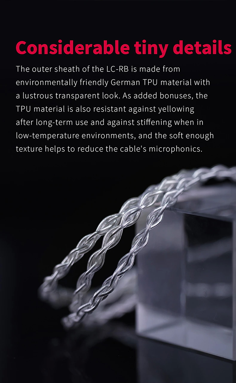 FiiO LC-RB สายอัพเกรดหูฟังทองแดงผลึกเดี่ยวชุบเงินถัก เปลี่ยนหัวแจ๊คได้