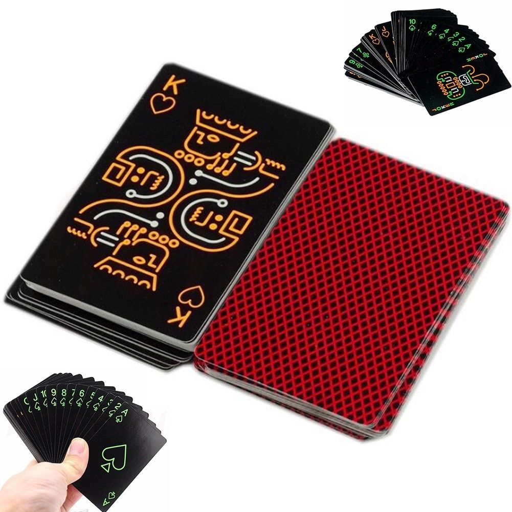 ไพ่ Glow in the Dark ลวดลายแปลกใหม่ สำรับสีส้มเรืองแสง