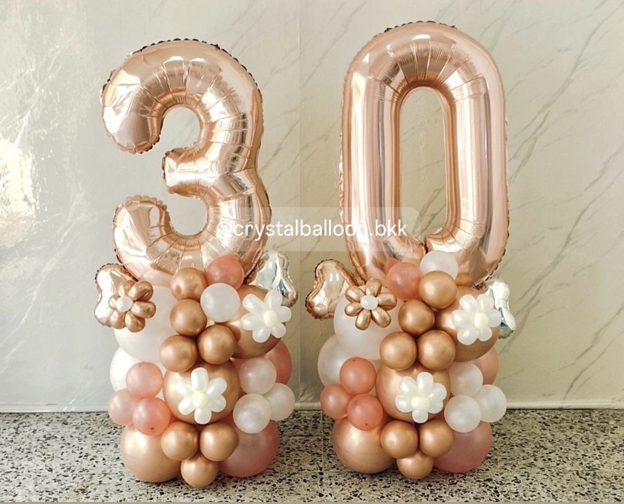 ลูกโป่ง วันเกิดเด็ก ฟอยล์ตัวเลข ขนาด 40" ตั้งฐาน 2 ชิ้น พร้อมตกแต่ง สามารถเปลี่ยนสีลูกโป่งได้