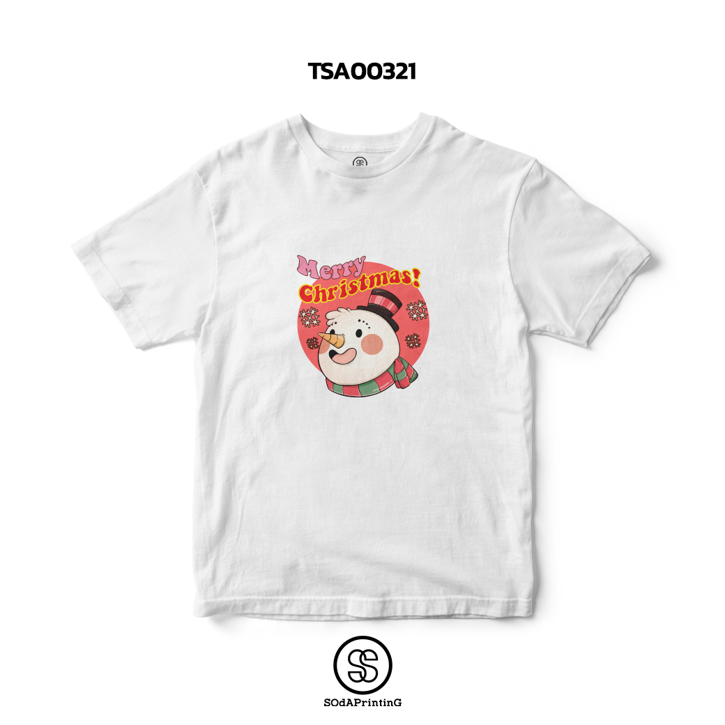 เสื้อยืด พิมพ์ลาย Merry Christmas สีขาว รหัส TSA00321 #เสื้อ #เสื้อยืด