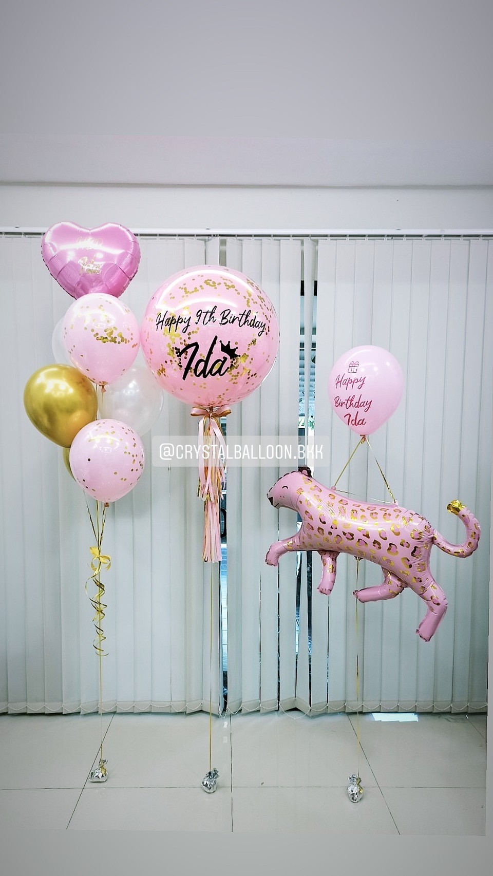 ลูกโป่ง วันเกิดเด็ก ลูกโป่งยาง ขนาด 24" Theme สีชมพู พร้อมตกแต่ง ช่อลูกโป่งฟอยล์หัวใจ 18" 1 ช่อ,ฟอยล์เสือใหญ่ 1 ชิ้น สามารถเปลี่ยนสีลูกโป่ง/เปลี่ยนข้อความ/เปลี่ยนขนาด/เปลี่ยนฟอยล์ตกแต่งได้