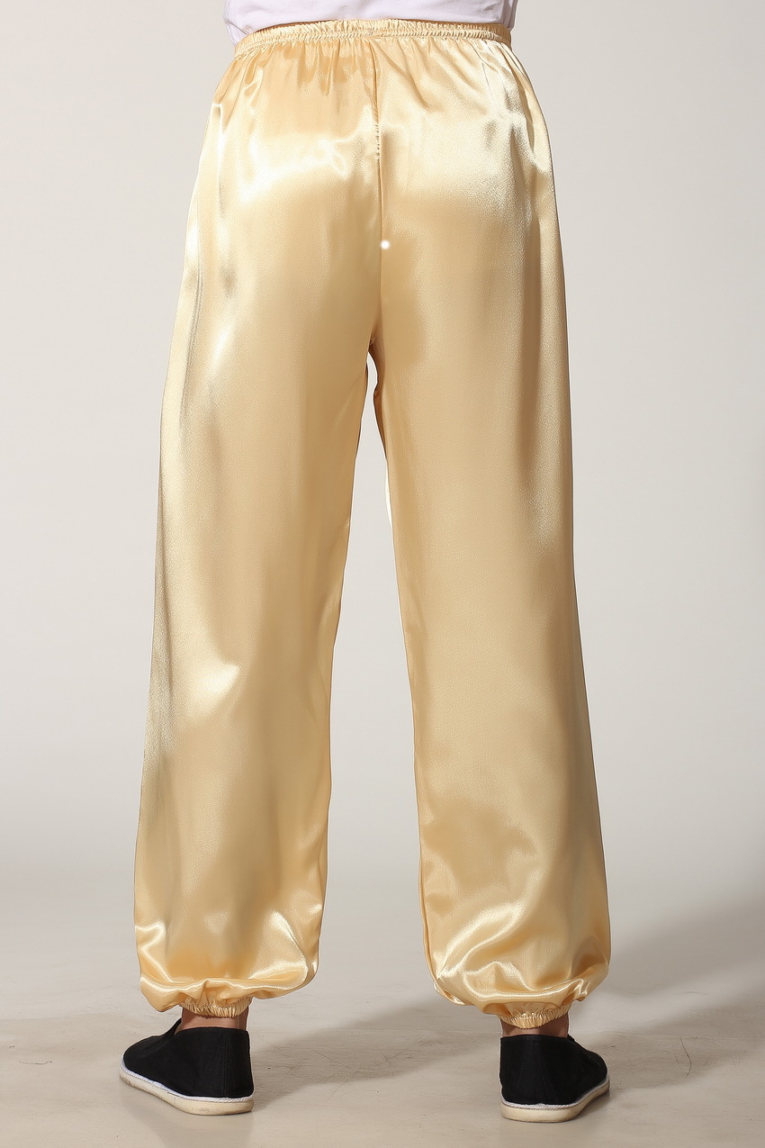 Pre-order ชุดจีนชาย แขนยาวผ้าแพร สีทอง