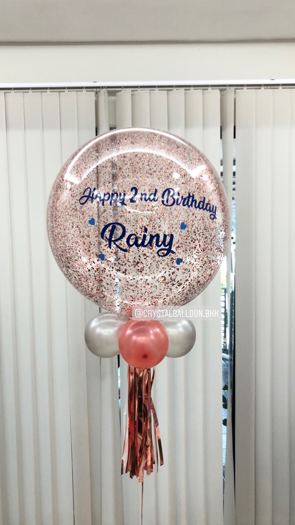 ลูกโป่ง วันเกิดเด็ก Bubble ขนาด 24" กลิตเตอร์โรสโกล พร้อมตกแต่ง สามารถเปลี่ยนสีลูกโป่ง/เปลี่ยนข้อความ/เปลี่ยนขนาดได้