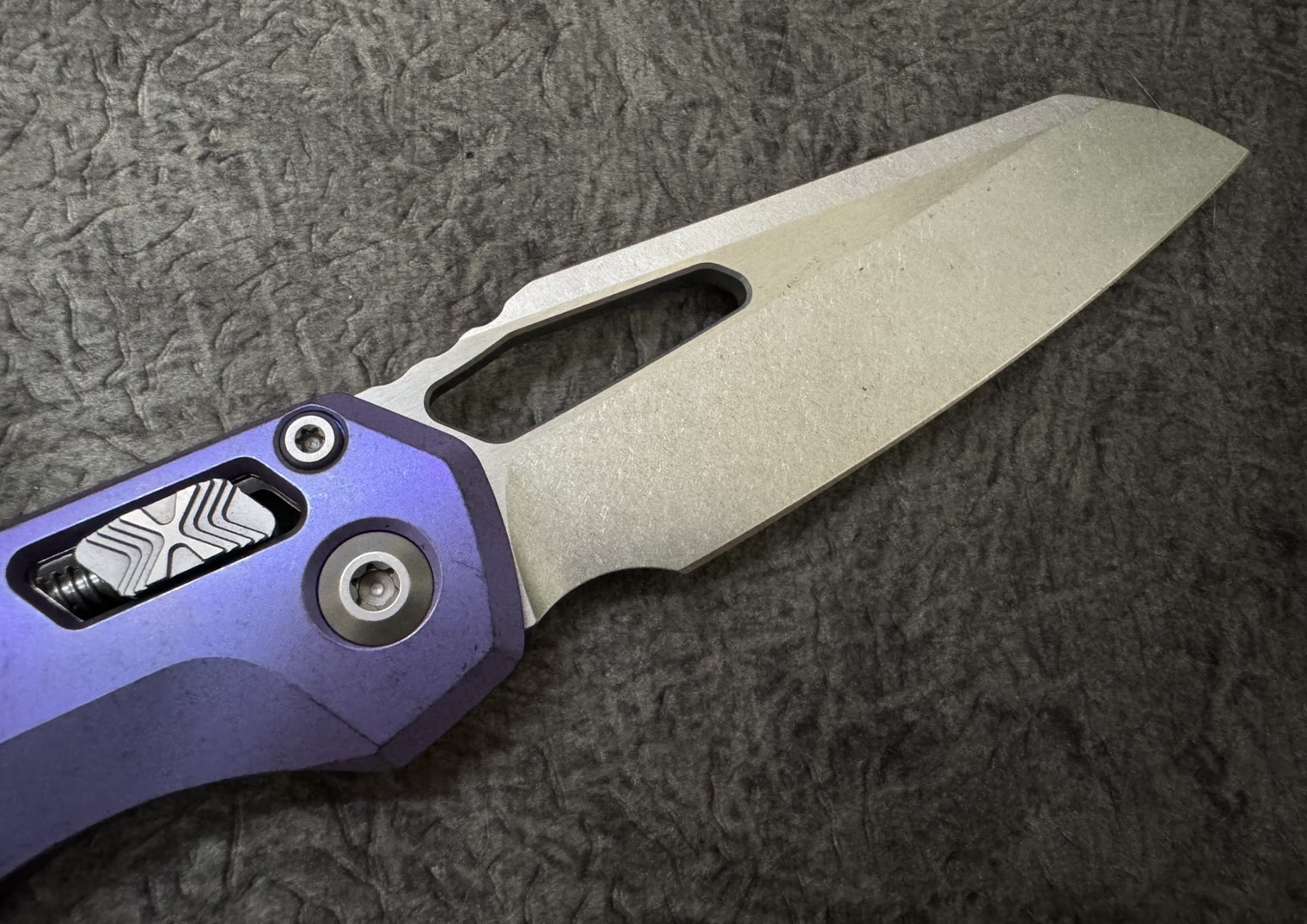 Microtech Marfione Select MSI RAM LOK Purple Haze Titanium Handles w/ Purple Accents & Stonewash M390MK