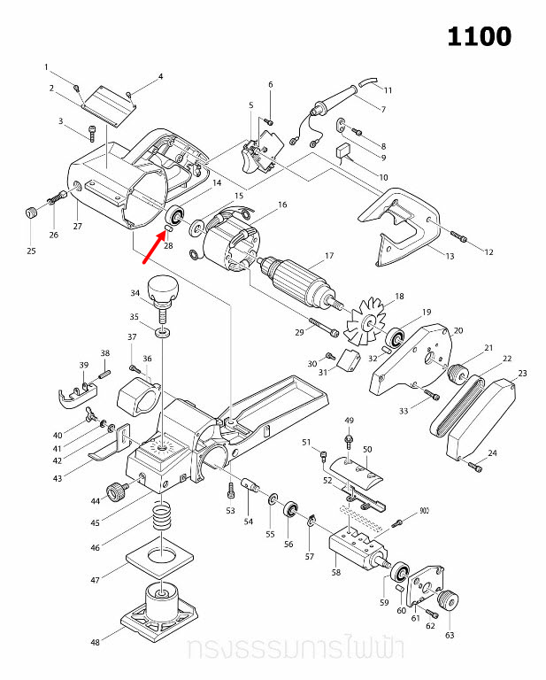 สลักยาง กบไสไม้ไฟฟ้า Makita มากีต้า 1100 [#28] Pn.263013-4 (แท้) ##