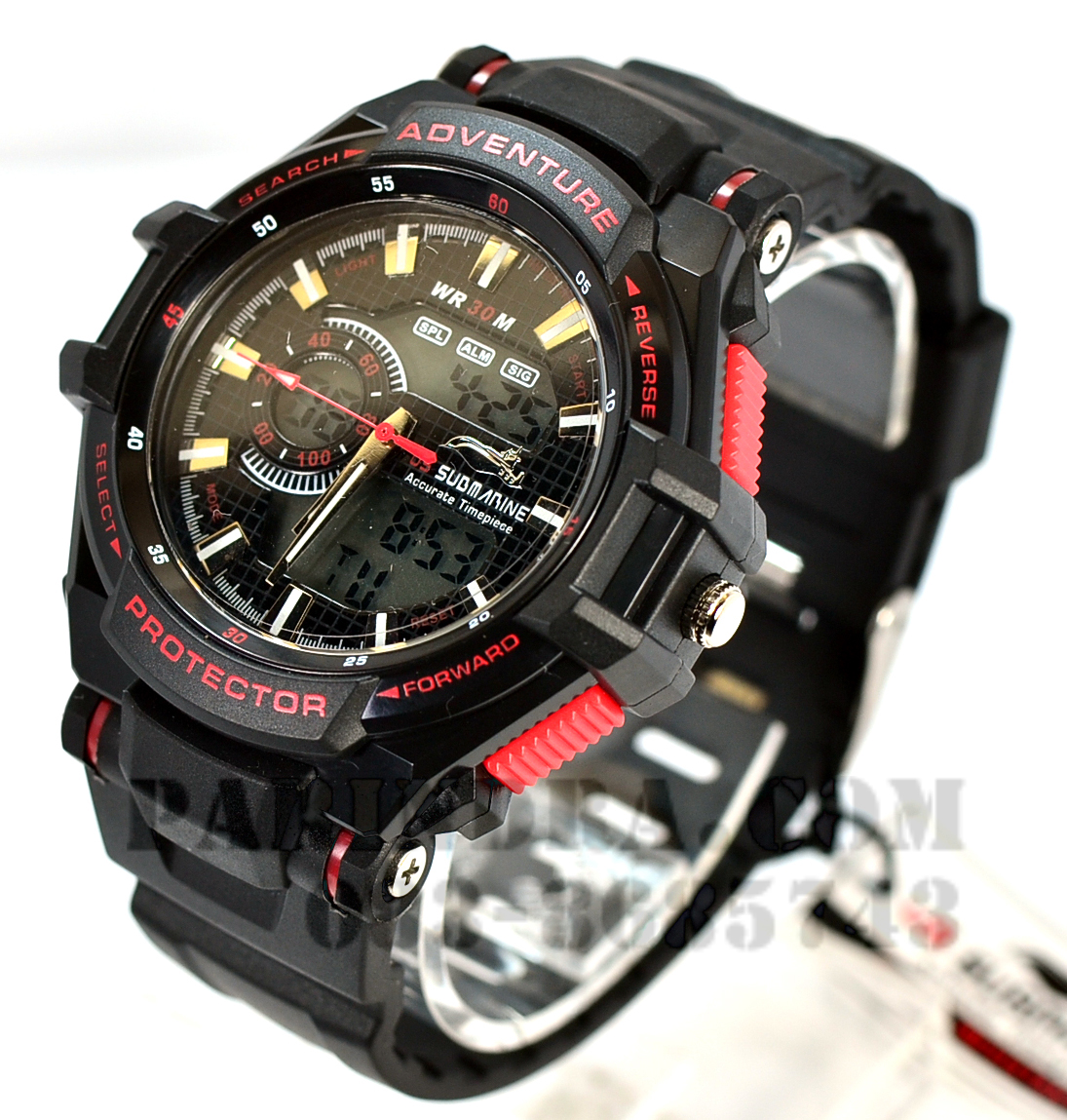 US submarine Protector รุ่น TP3135M สีดำตัดแดง พื้นเทา