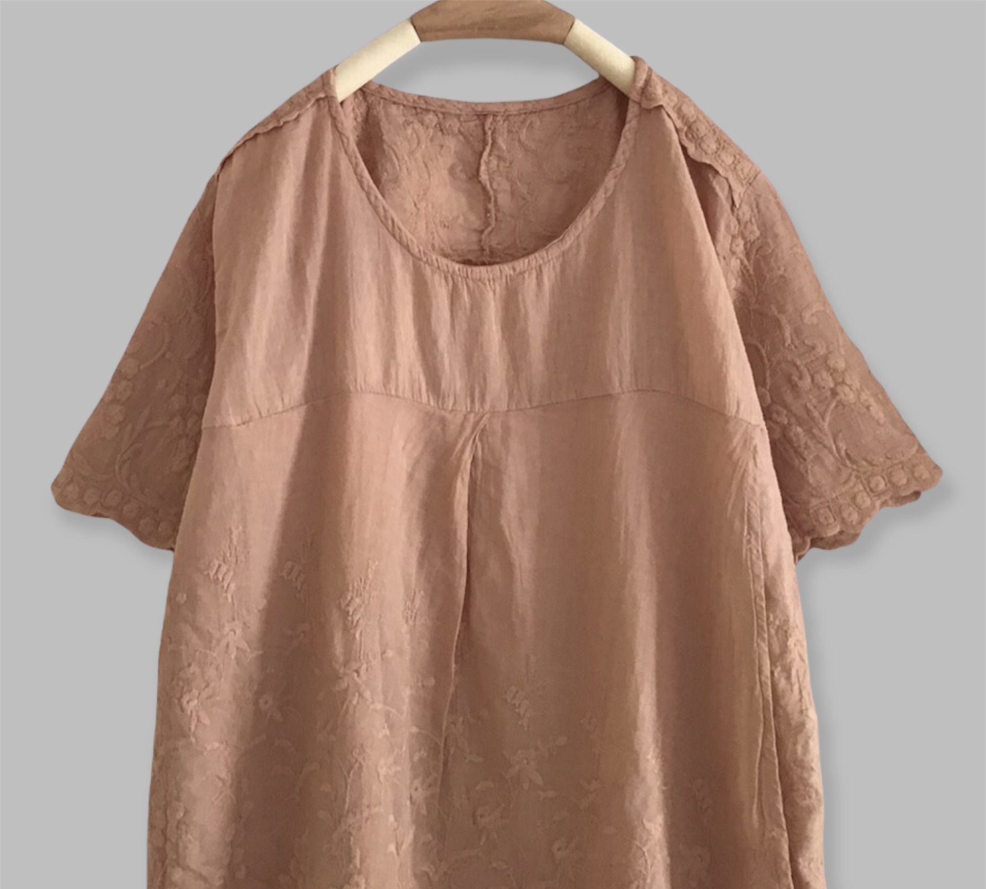 เสื้อผ้าฝ้ายนุ่มลายปักลูกไม้
