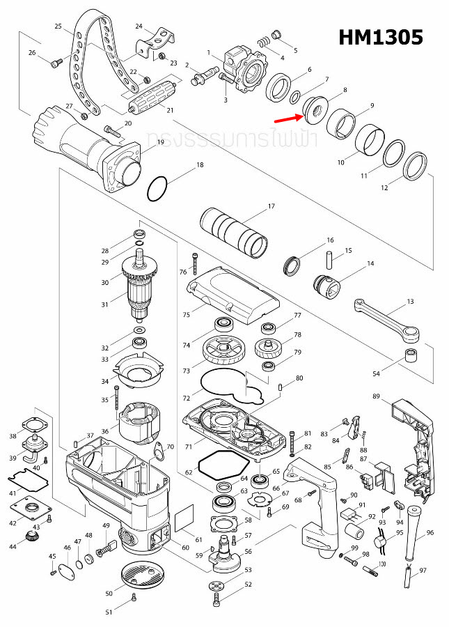 SEAL HOLDER สกัด เจาะพื้น Makita มากีต้า HM1305 [#8] Pn.324491-4 (แท้) ##