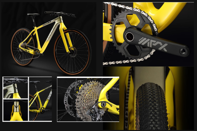 VIQI M01-RS จักรยานเสือภูเขาคาร์บอนไฟเบอร์ | Shimano Deore 12 สปีด | ล้อ 27.5” / 29” | สีทอง-เขียว-ดำ