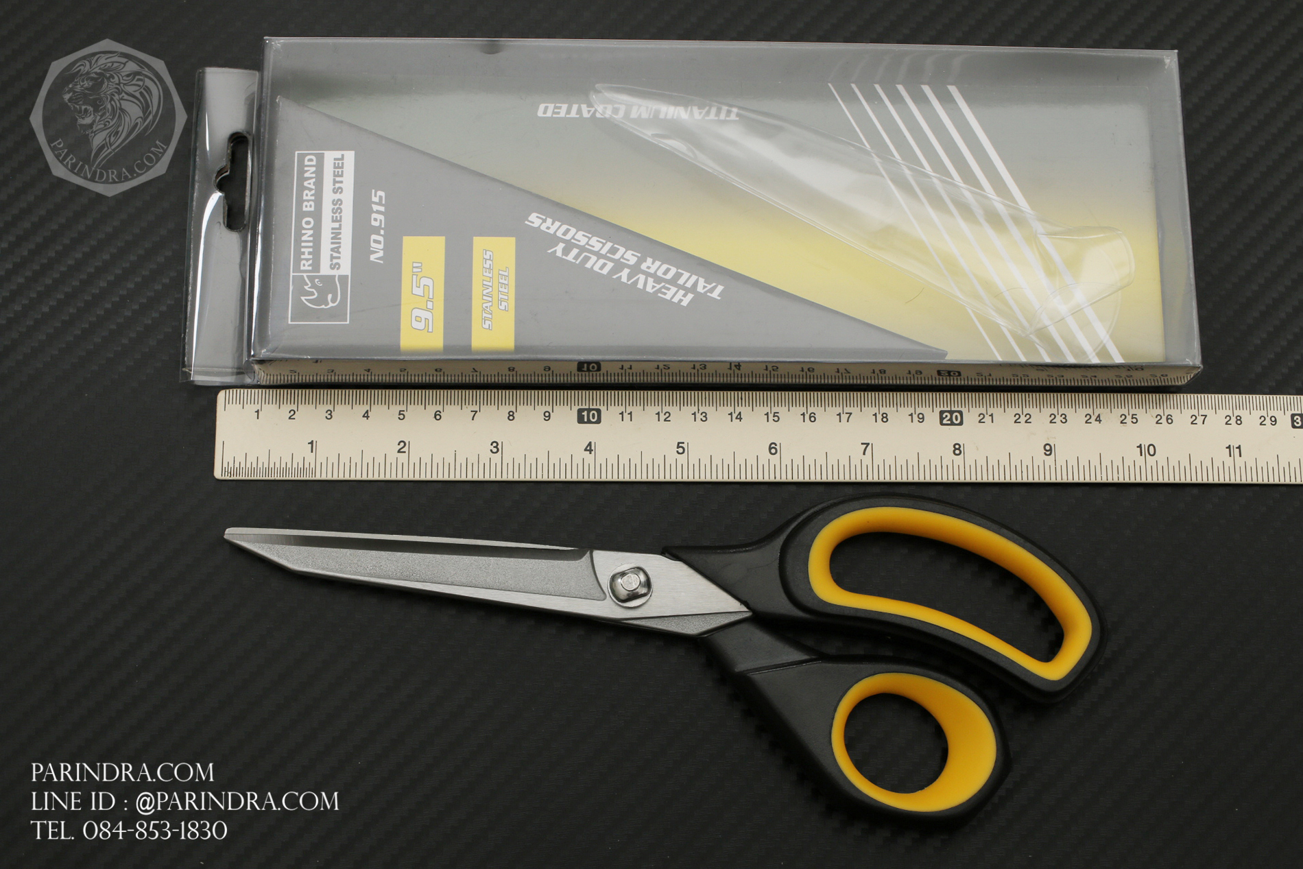 กรรไกรตัดผ้า Rhino Brand No.915 ขนาด 9.5 นิ้ว HEAVY DUTY TAILOR SCISSORS STAINLESS STEEL TITANIUM COATED