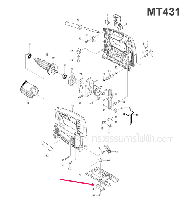 CLAMP COMPLETE เลื่อยจิ๊กซอว์ Maktec, Makita MT431 [#48], 4324 [#45], 4329 [#48] Pn.344685-5 (แท้) ## (*)