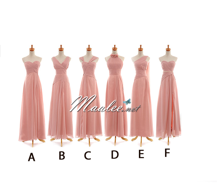 พร้อมส่ง ชุดราตรียาว สีชมพู Nude ชุดเพื่อนเจ้าสาว Nude-002F