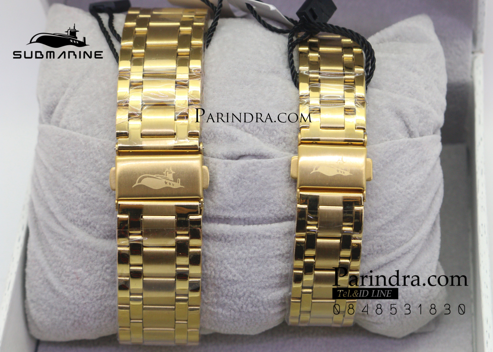 นาฬิกาคู่ US submarine รุ่น J116MD เรือนสีทองหน้าปัดสีทอง เเลขเพชร แพคคู่
