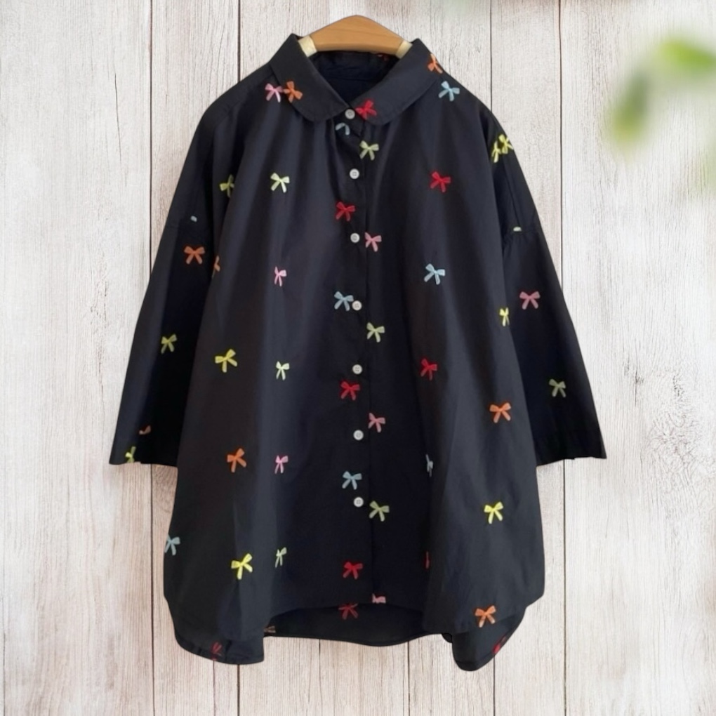เสื้อผ้าคอตตอนปักลายโบว์