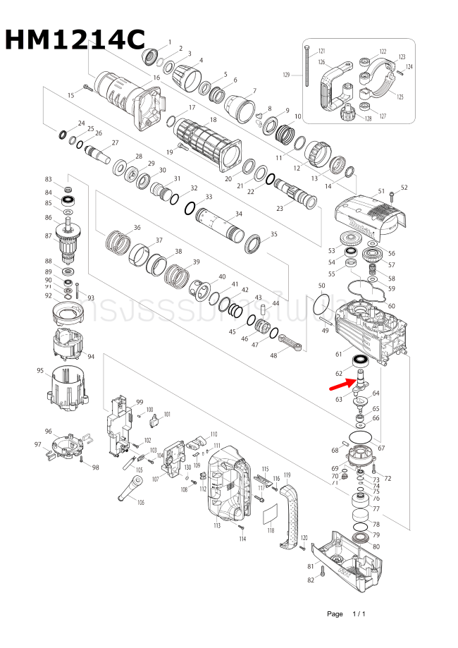 CRANK SHAFT เครื่องสกัดคอนกรีต Makita มากีต้า HM1214C [#63] Pn.325659-5 (แท้) ##
