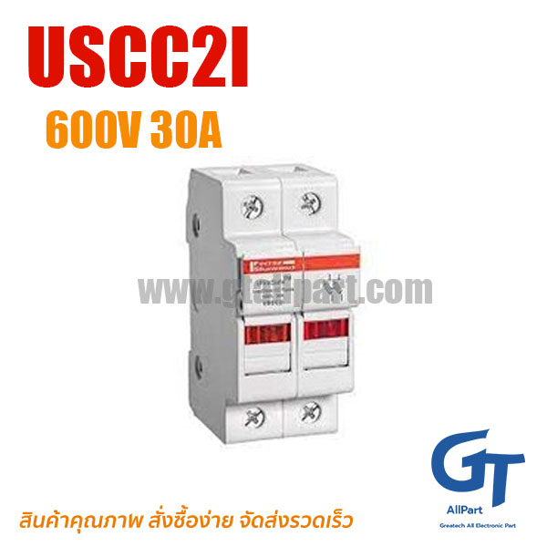 ฐานฟิวส์ Mersen Ferraz , USCC2I , Fuse Holders 600V 30A Class CC 2-pole Light Indicator