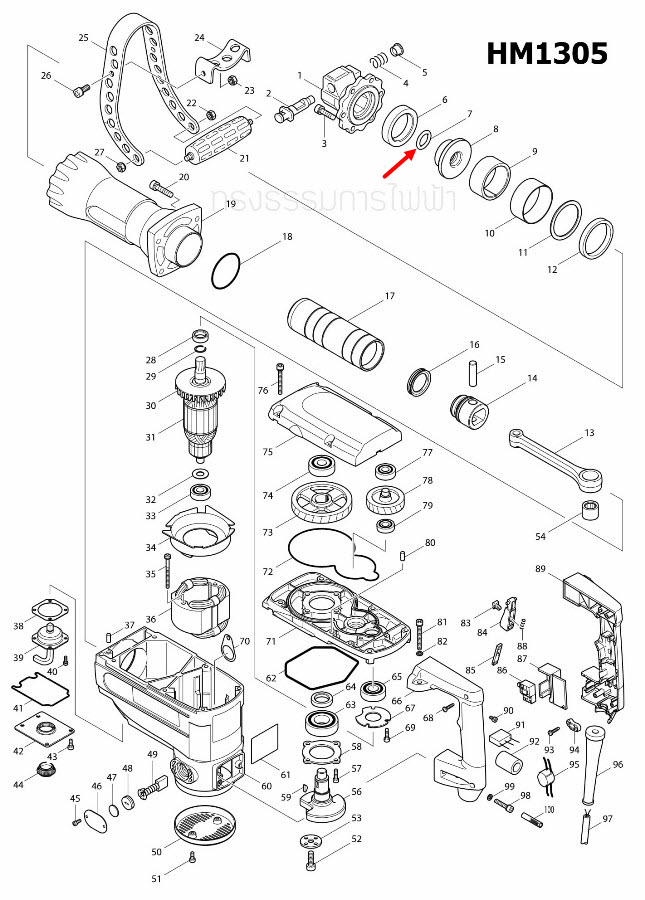 โอริง 24X5 สกัด เจาะพื้น Makita HM1302 [#7,14], HM1305, HM1306 [#7] Pn.213388-1 (แท้) ##(*)