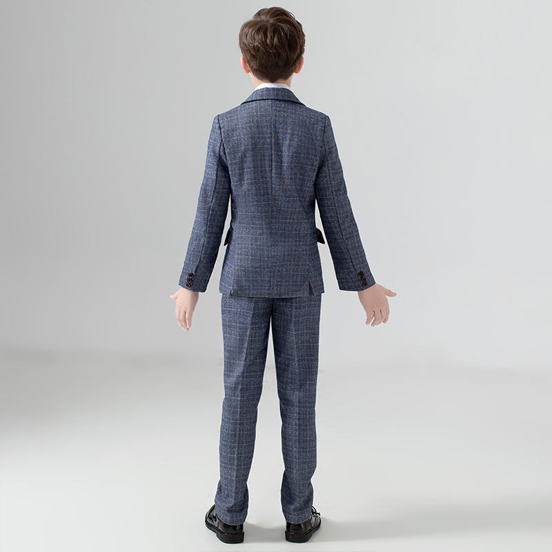 Pre-order ชุดสูทเด็กชาย สีเทาเข้ม ลายสก็อต