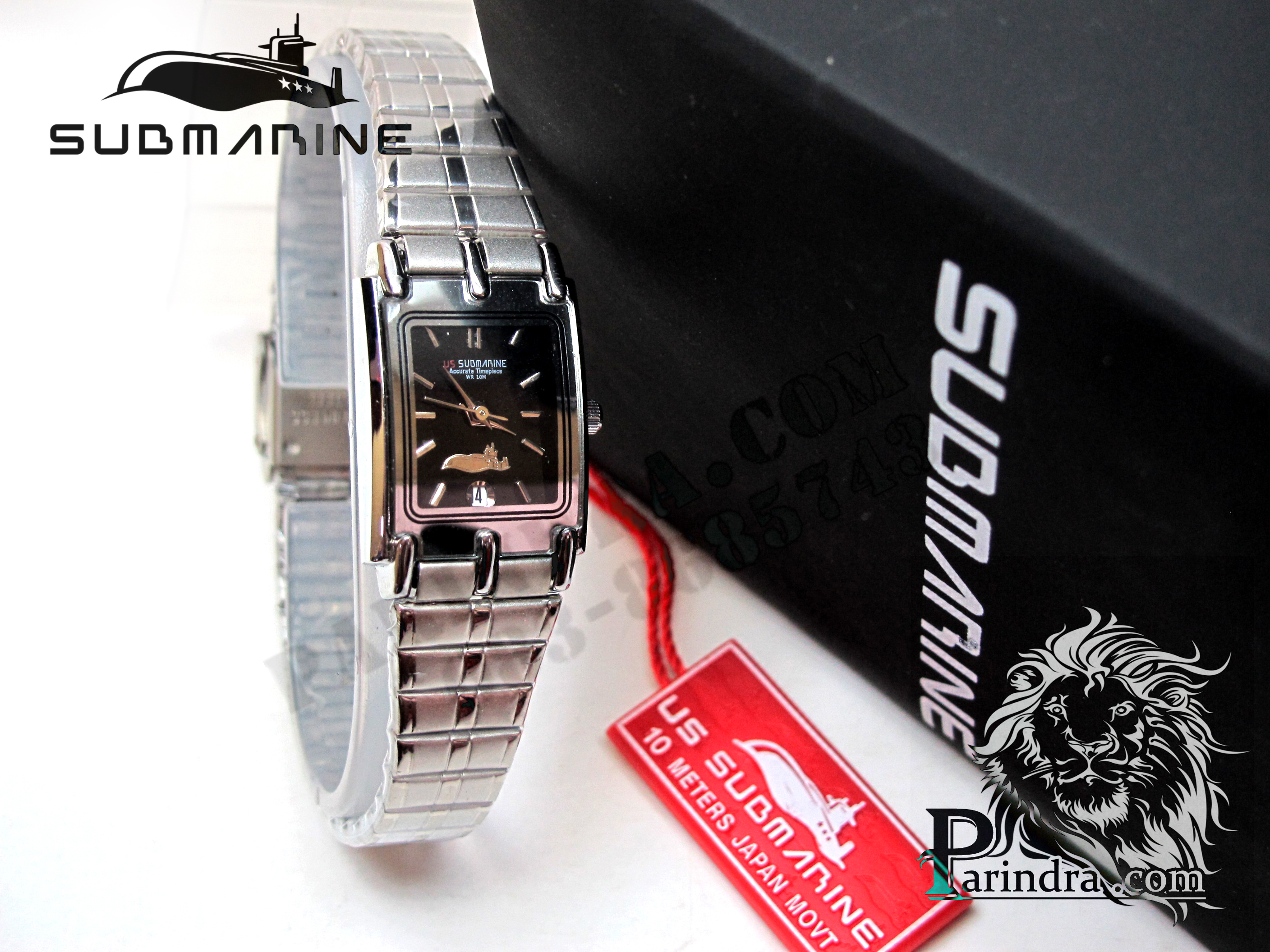 นาฬิกา U.S. submarine รุ่น S1001L สายเงินหน้าปัดสีดำ
