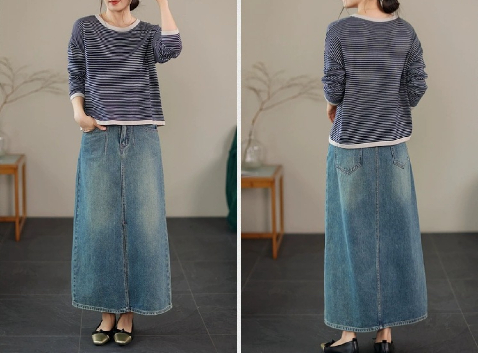 เสื้อยืดไหมพรมลายทาง