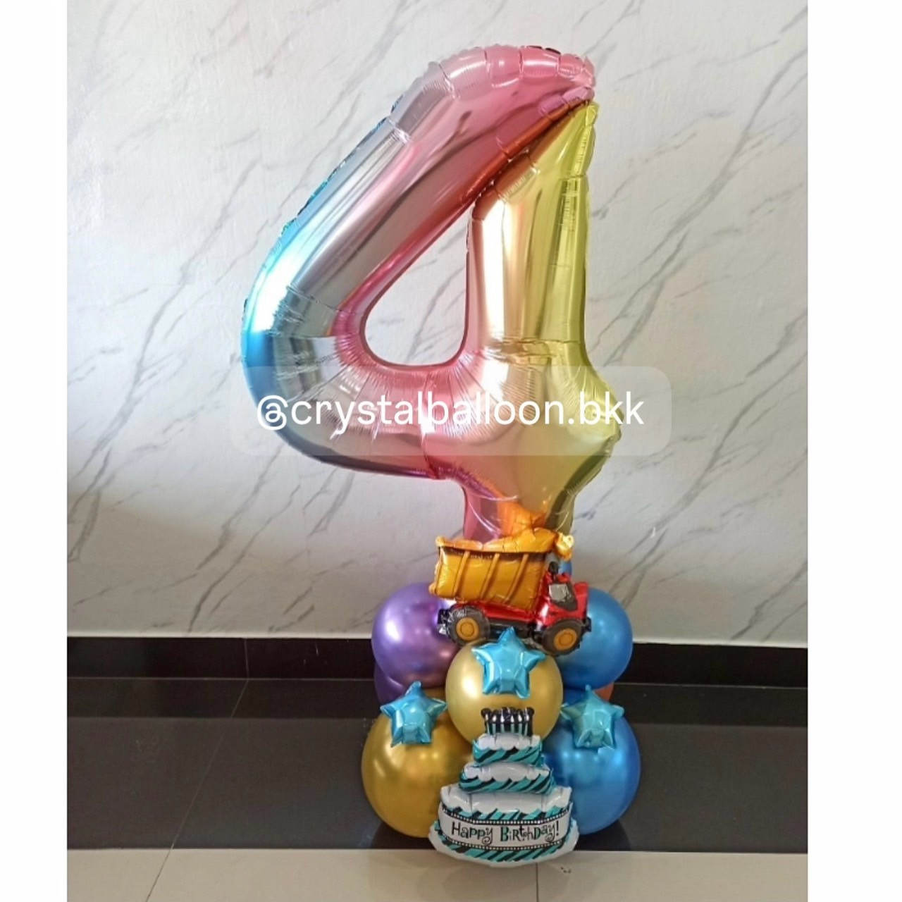 ลูกโป่ง วันเกิดเด็ก ฟอยล์ตัวเลข ขนาด 40" ตั้งฐาน 1 ชิ้น สีรุ้ง พร้อมตกแต่ง สามารถเปลี่ยนสีลูกโป่ง/เปลี่ยนสี-ฟอยล์ตัวเลข/เปลี่ยนฟอยล์ตกแต่งได้