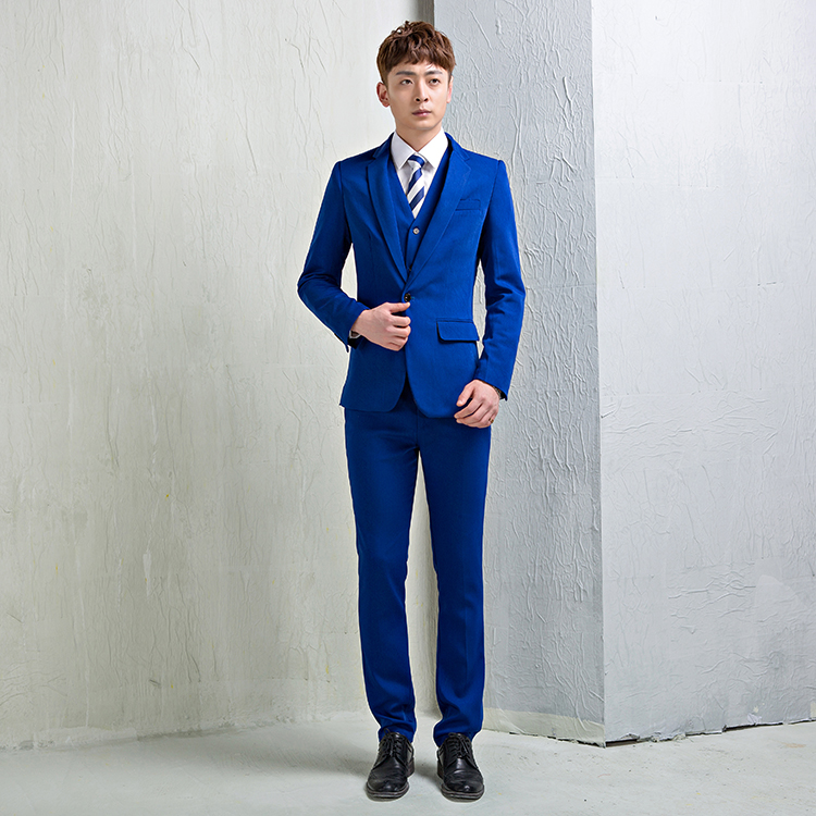 Pre-order ชุดสูทชาย สีน้ำเงินสด สไตล์เกาหลี