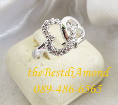 BR203RD+++แหวนหัวใจเกี่ยวรัก++แบบน่ารักมากๆๆๆ เป็นรูปหัวใจ 2 ดวงเกี่ยวกัน เพชรไม่ใหญ่มาก ใส่ติดนิ้วได้สบายๆ