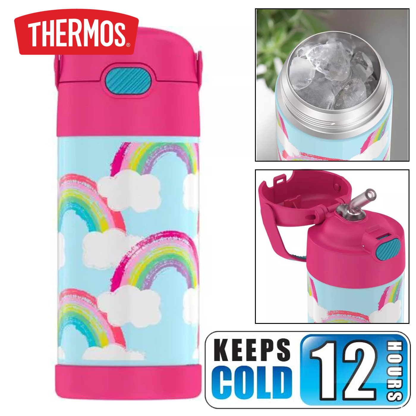 Thermos Rainbow 12oz FUNtainer Water Bottle with Bail Handle