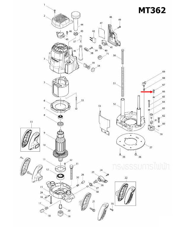 HEX. BOLT M5X16 เราท์เตอร์ Maktec มาคเทค, Makita มากีต้า MT360, MT362, M3600, M3600B [#67] Pn.265515-6 (แท้) ##