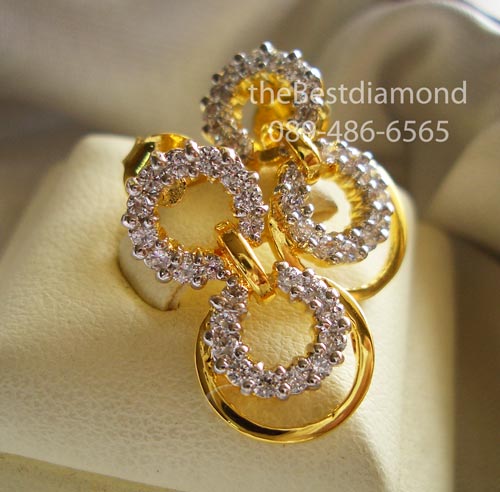 หมดค่ะ+++BE810+++ต่างหู 2 circles+++ต่างหูเพชร cz รูปวงกลม 2 วงต่อกัน Intrend สุดๆๆ Modern เหมือนออกมาจาก catalogue เลยค่ะ