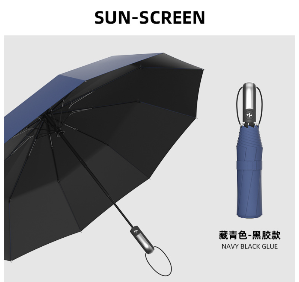 ร่มพับ 3 ตอน 23 นิ้ว 10 ก้าน เปิด-ปิด อัตโนมัติพร้อมสายคล้องมือ รุ่น NQ-66