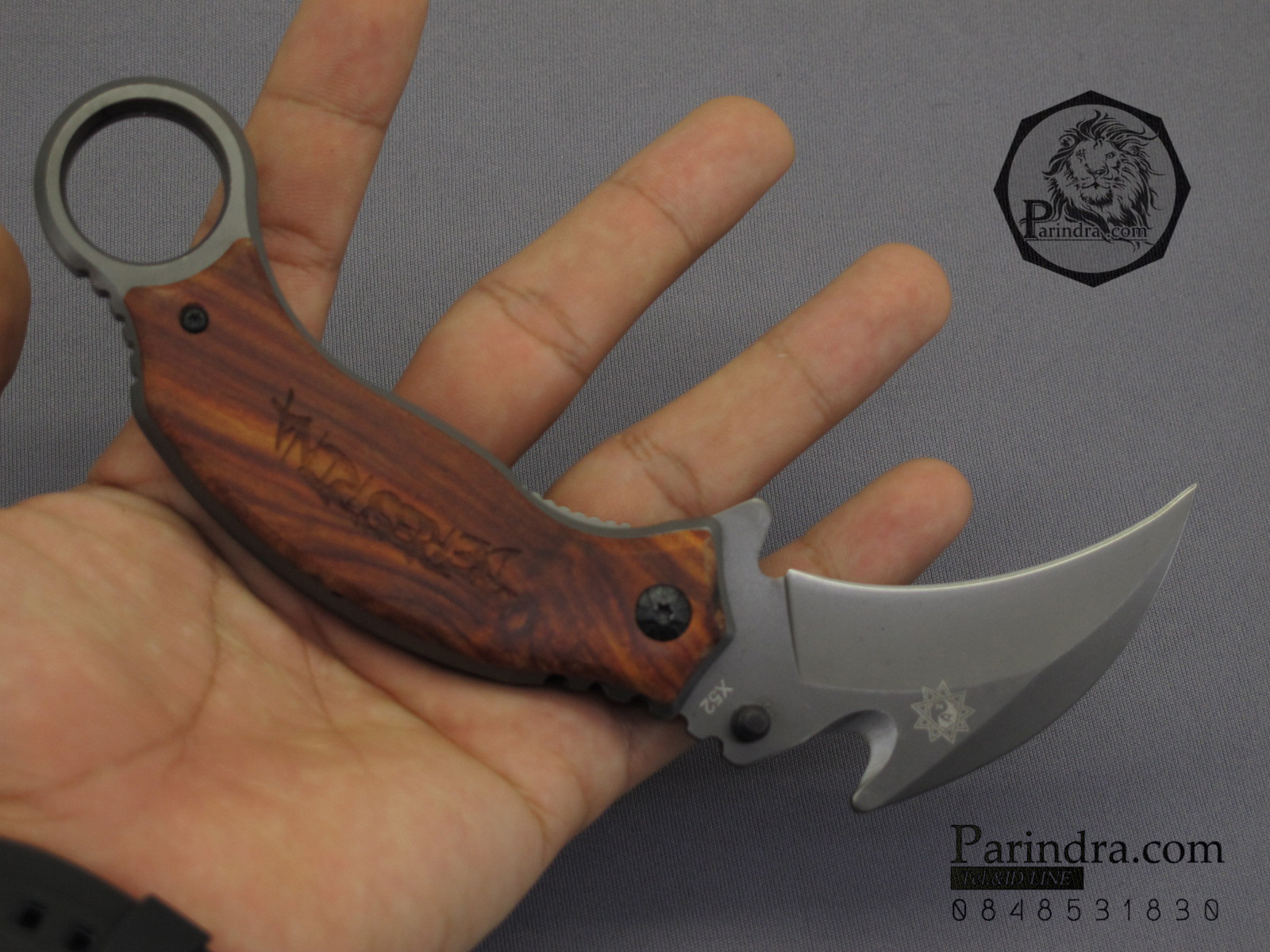 มีดคารัมบิต (Karambit) Tactical Karumbit Deresrina Knife (OEM) ด้ามไม้สีน้ำตาลแดง